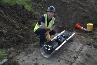 Henry with pipe crawler